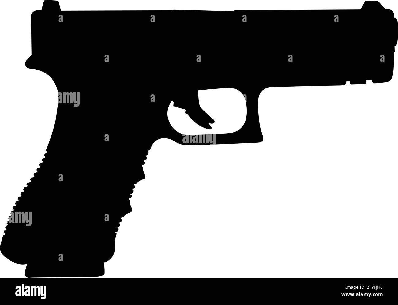 Vektorbild Silhouetten der modernen Militärpistole Symbol Illustration isoliert auf weißem Hintergrund. Armee- und Polizeiwaffen. Stock Vektor