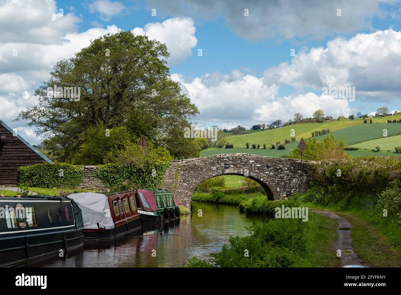 Bridge 159, Monmouthshire und Brecon Canal, Powys, Wales, Großbritannien Stockfoto