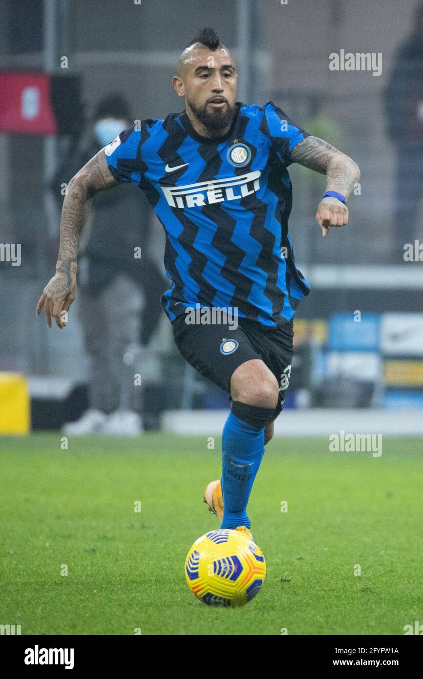 Mailand, Italien - im februar 2 2021 Halbfinalspiel Inter gegen juventus - vidal arturo Stockfoto