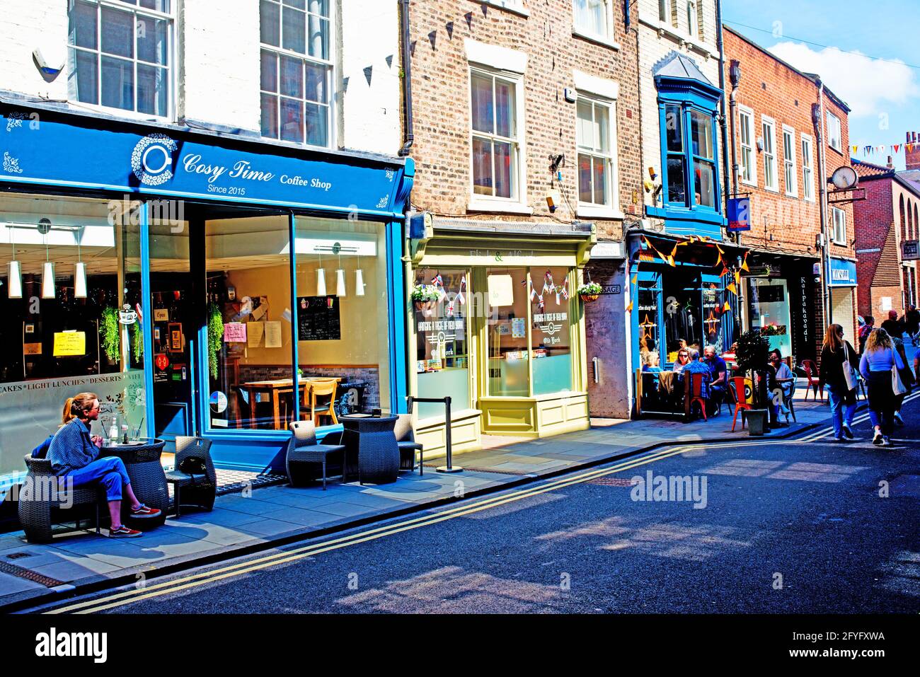 Coffee Shops and Restaurants, Fossgate, York, England Stockfoto