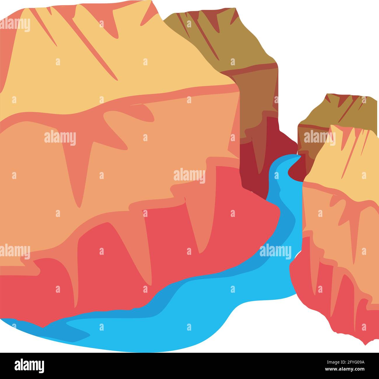 canyon und Flusslandschaft Stock Vektor