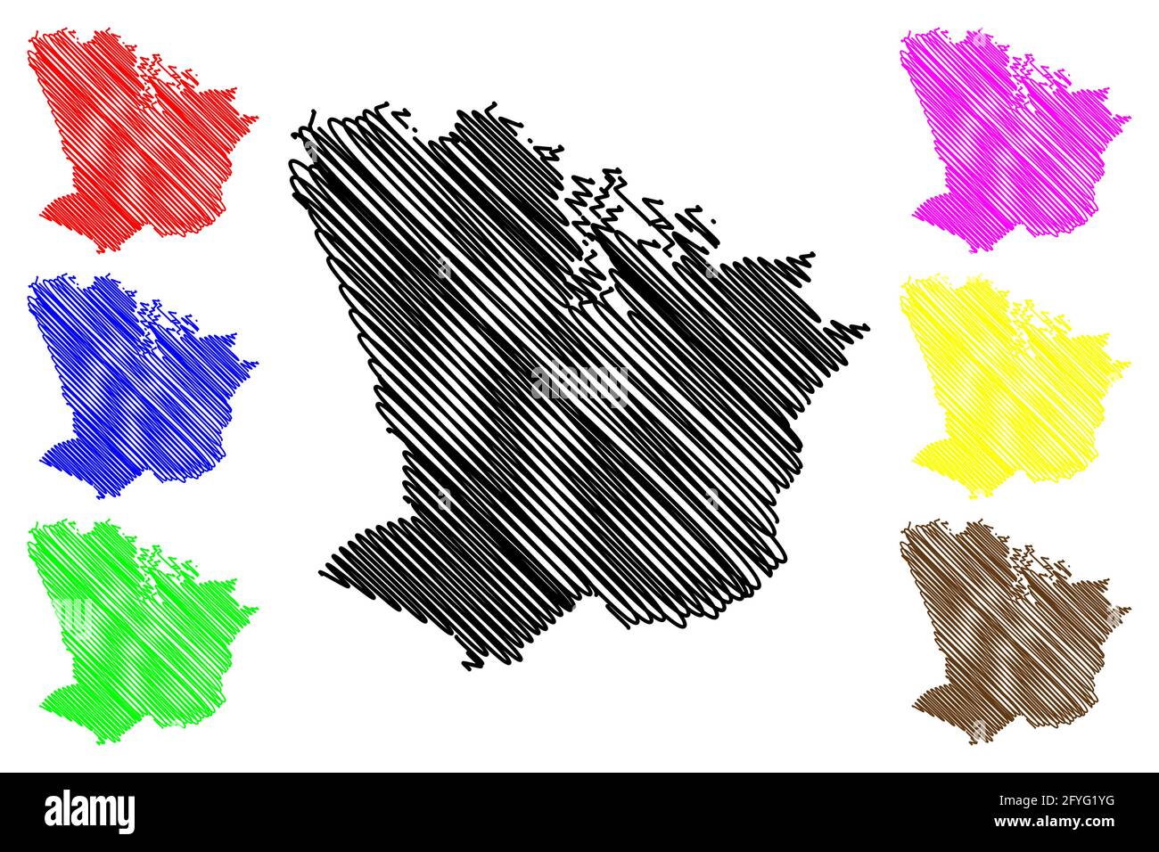 Monroe County, State of Tennessee (U.S. County, United States of America, USA, U.S., US) Kartenvektordarstellung, Scribble Skizze Monroe Karte Stock Vektor