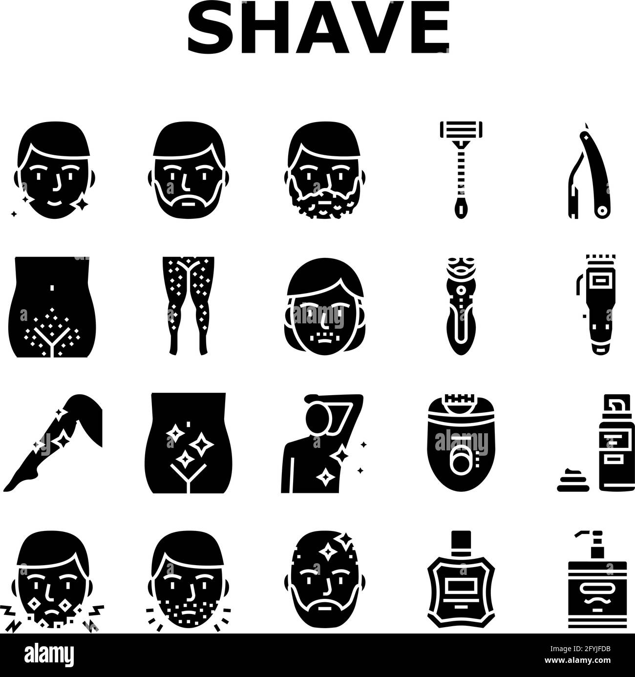 Shave Treat Accessory Collection Icons Set Vector Stock Vektor