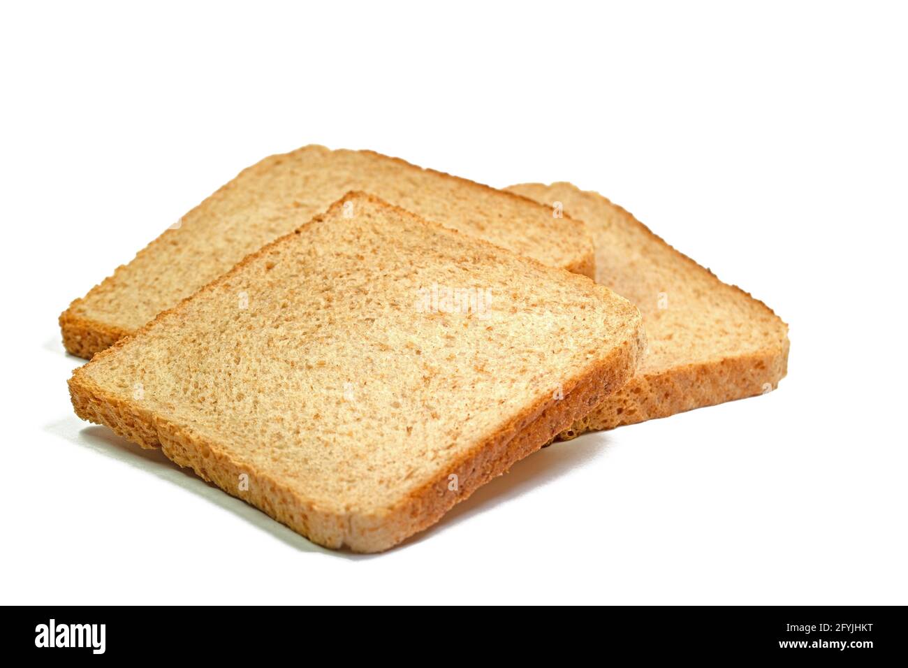 Toastbrot in Scheiben auf weißem Hintergrund Stockfoto