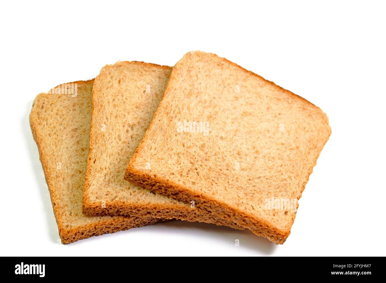 Toastbrot in Scheiben auf weißem Hintergrund Stockfoto