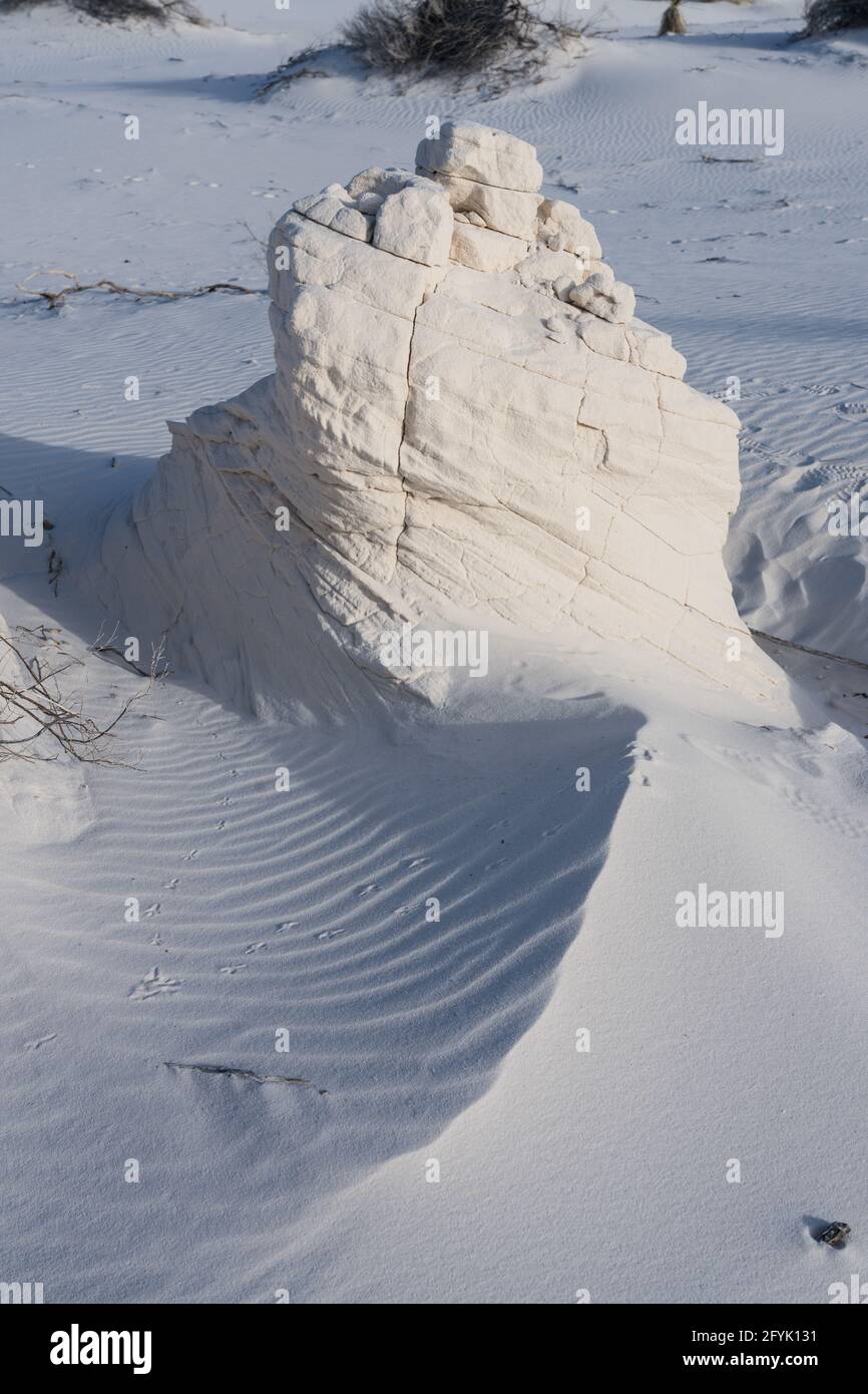 Ein Bummock aus dichtem Gips in den Dünen des White Sands National Park, New Mexico. Stockfoto