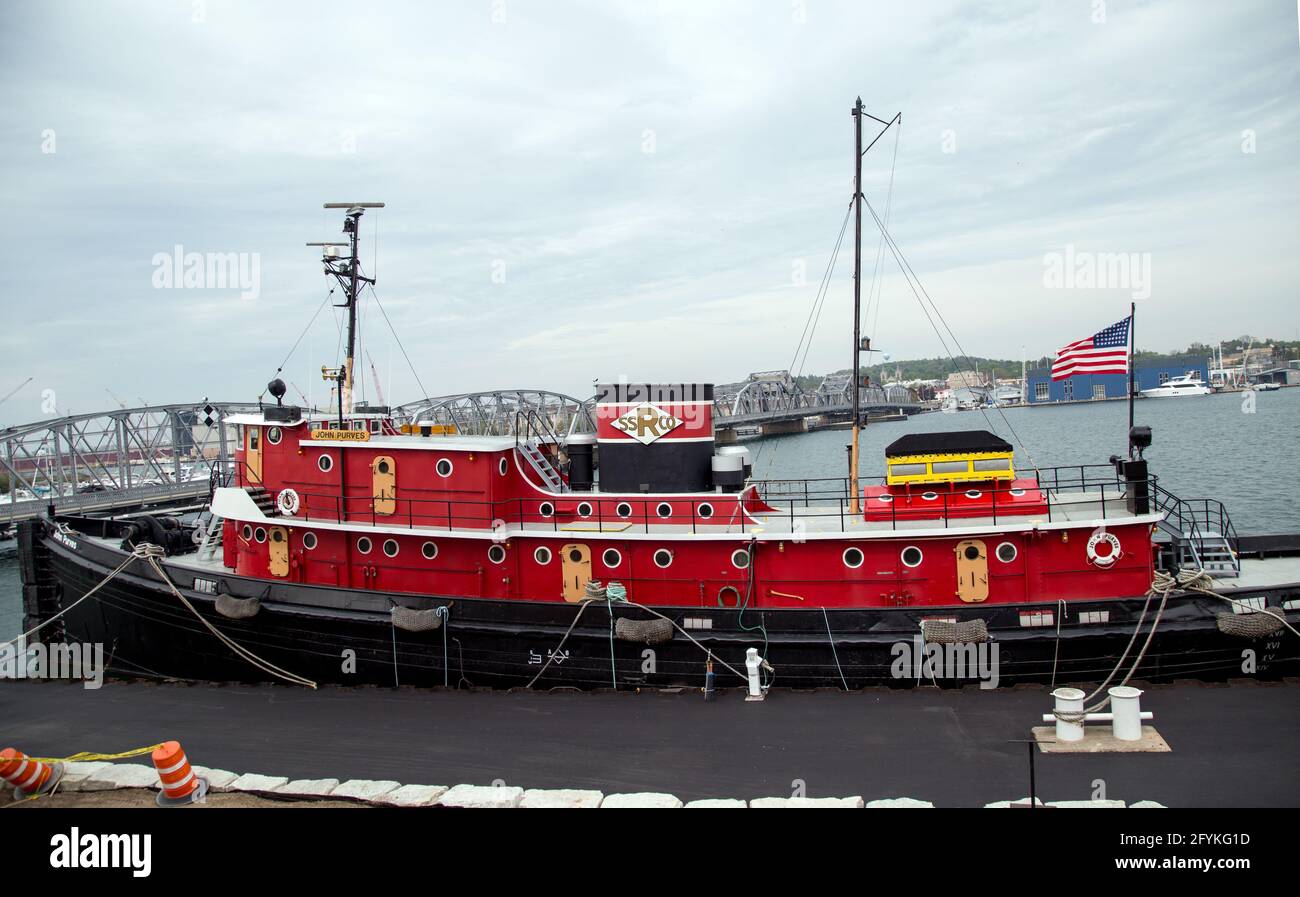 Der historische Schlepper John Purves sitzt im Wasser als Teil des Door County Maritime Museum Sturgeon Bay Wisconsin Stockfoto