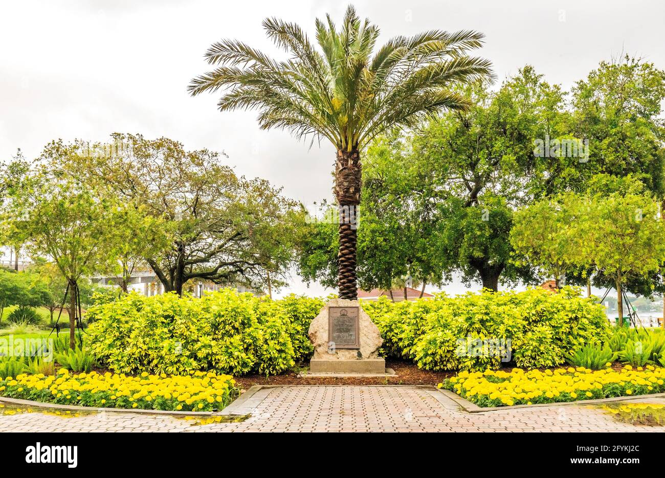 WWII Ormond Men Monument, Cassen Park, Ormond Beach, FL. Stockfoto