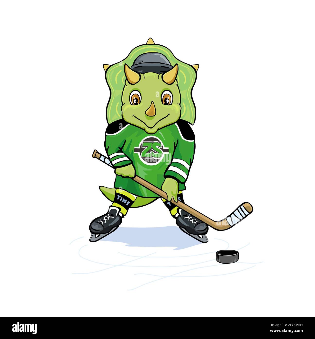 Ein Makot-Dinosaurier-Triceratops, der isoliert im Hockey spielt Stockfoto