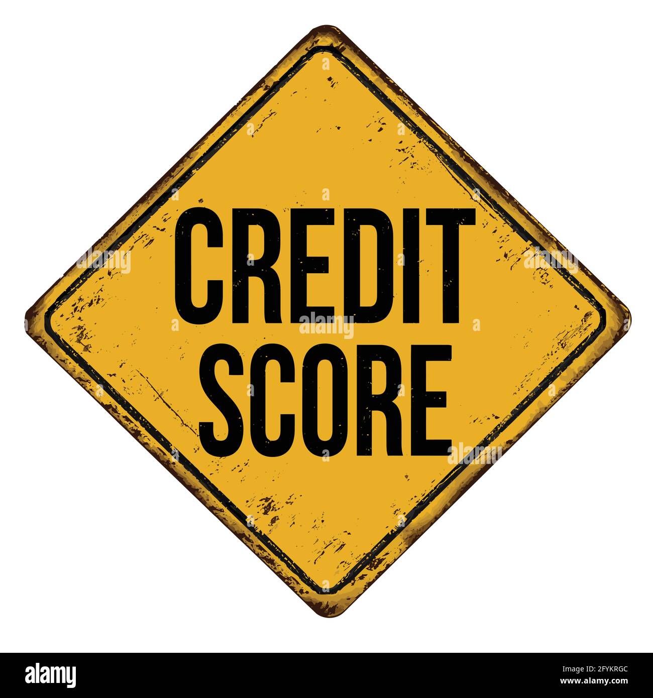 Kredit-Score vintage rostigen Metall-Zeichen auf einem weißen Hintergrund, Vektor-Illustration Stock Vektor