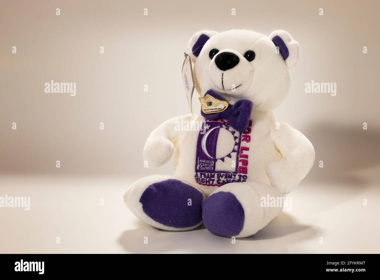Foto des Teddybären der American Cancer Society; Relay for Life 2001. Stockfoto