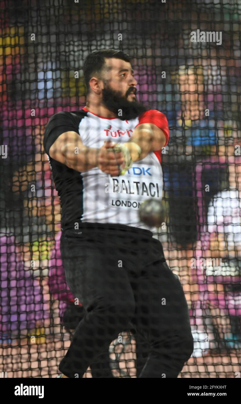 Ozkan Baltaci (Türkei). Hammerwurf, Endspiel. IAAF Leichtathletik-Weltmeisterschaften London 2017 Stockfoto