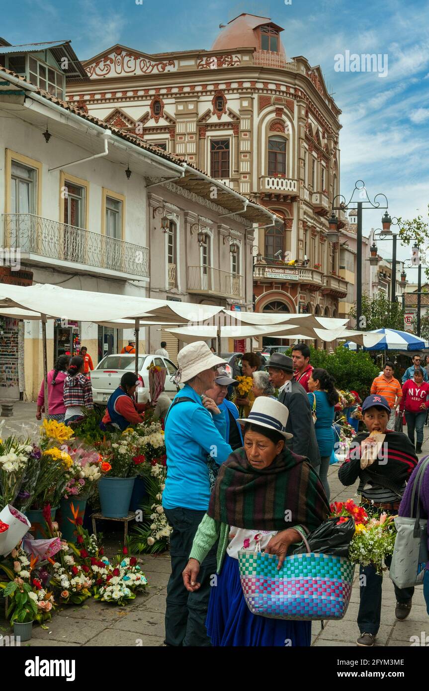 Blumenmarkt, Cuenca, Ecuador Stockfoto