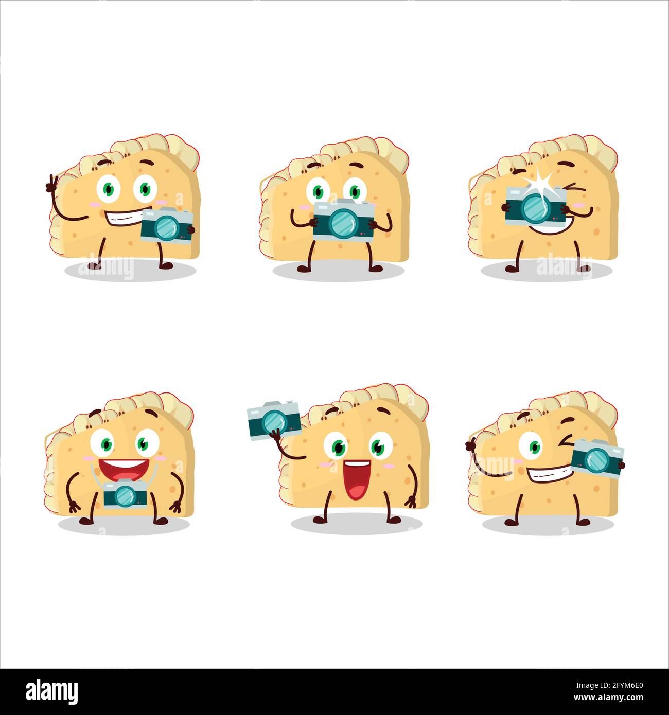 Fotograf Beruf Emoticon mit Apfel Sandwich Cartoon-Figur. Vektorgrafik Stock Vektor