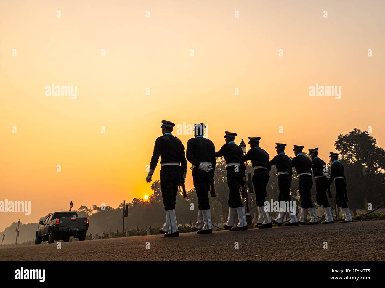 indische Luftstreitkräfte während ihrer Proben für den tag der indischen republik in delhi. Stockfoto