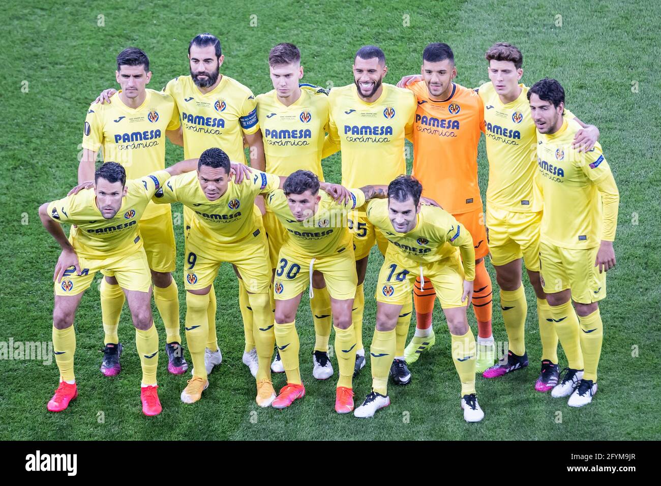 Danzig Polen Mai 2021 Das Villarreal Cf Team Posiert Fur Ein Gruppenfoto Wahrend Des Uefa Europa League Finals 2021 Zwischen Villarreal Cf Und Manchester United In Der Danzig Arena Endstand Villarreal Cf 1 1