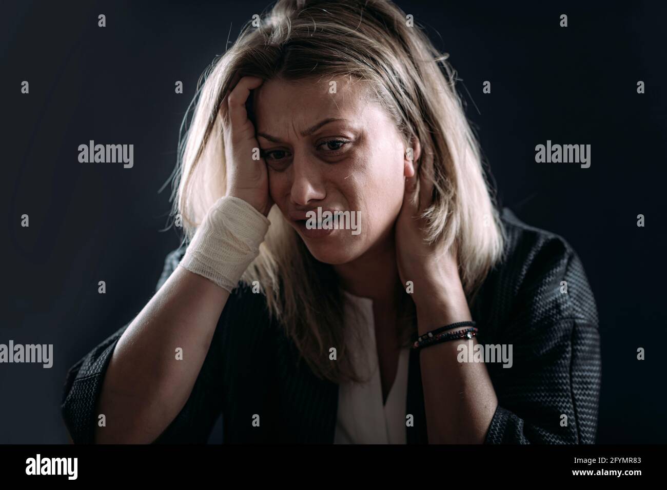 Psychisch kranke Frau Stockfoto
