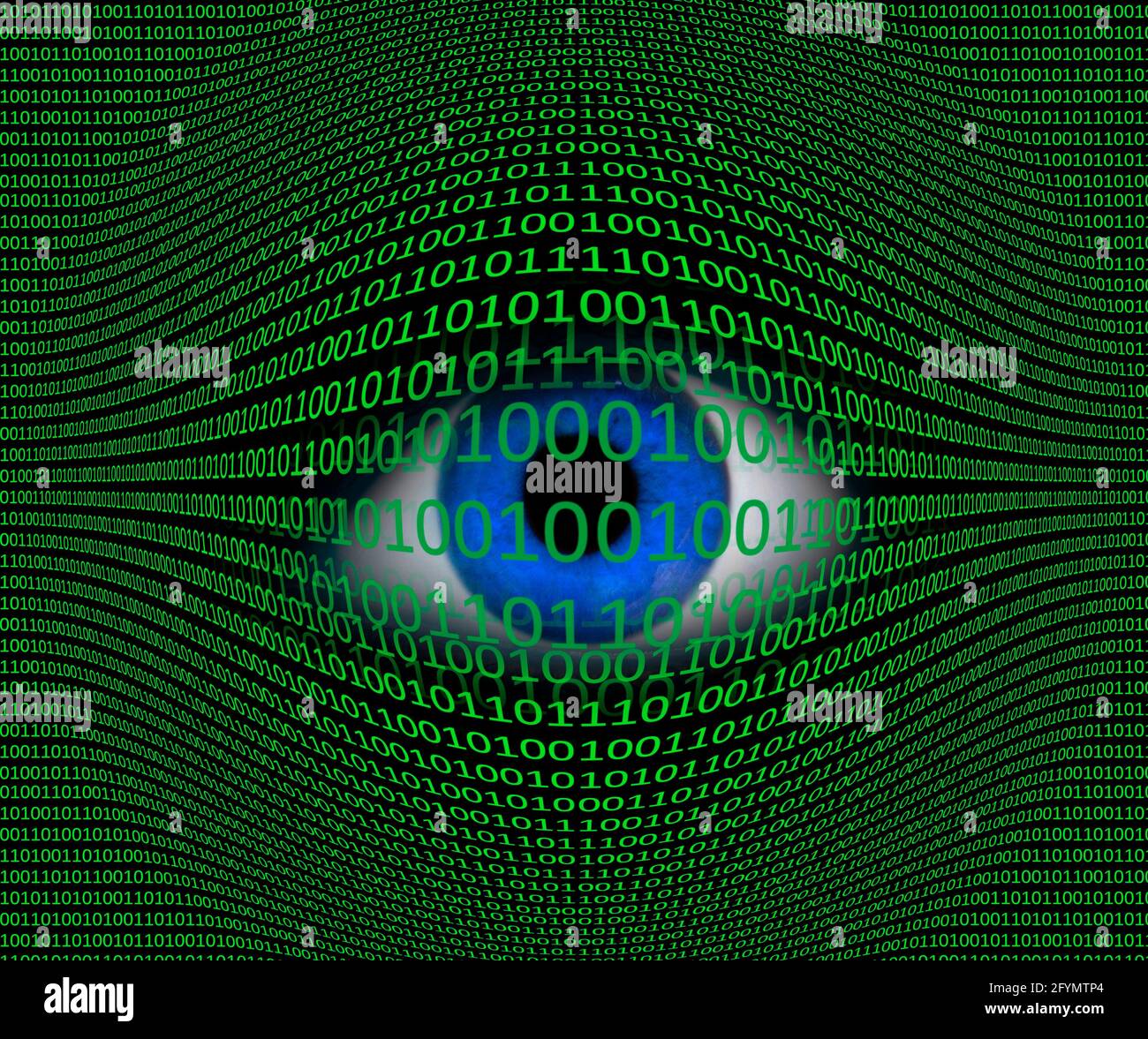 Augen- und Binärcode, zusammengesetztes Bild Stockfoto