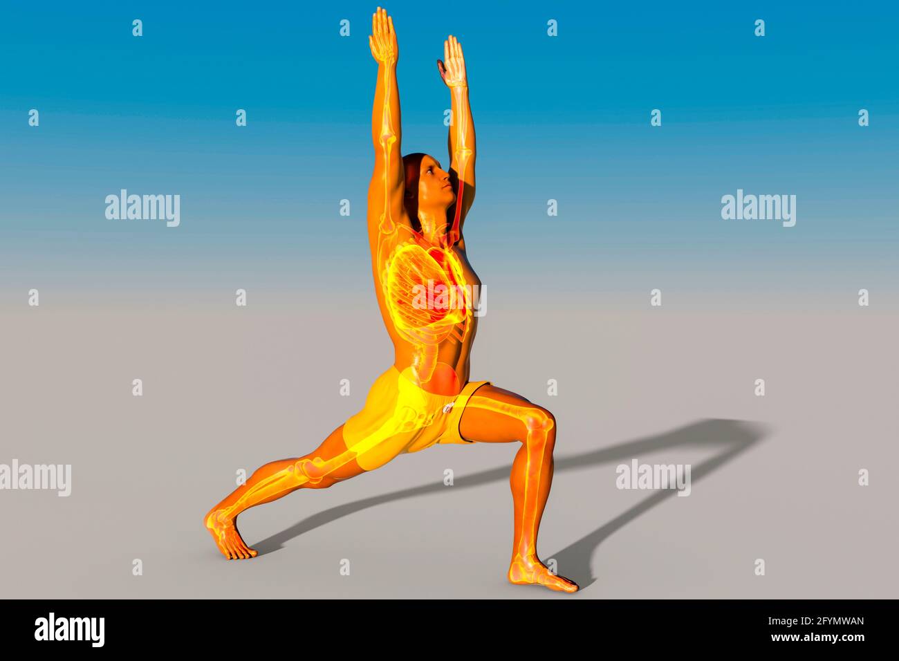 Atemregulation und Atmung im Yoga, Illustration Stockfoto