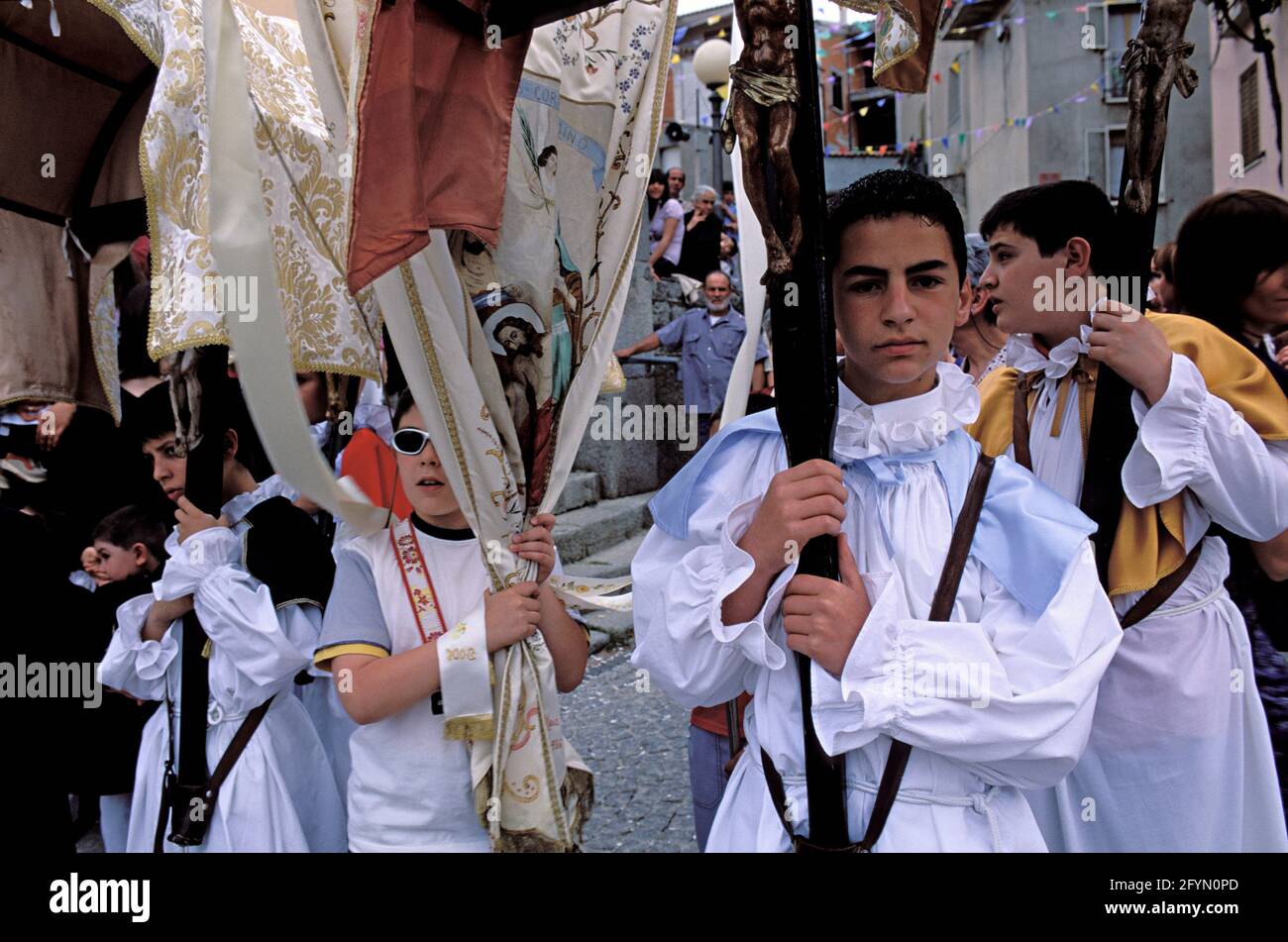 Italien, Sardinien, Prozession der Madonne von Martyr im Dorf Fonni, Provinz Nuoro Stockfoto