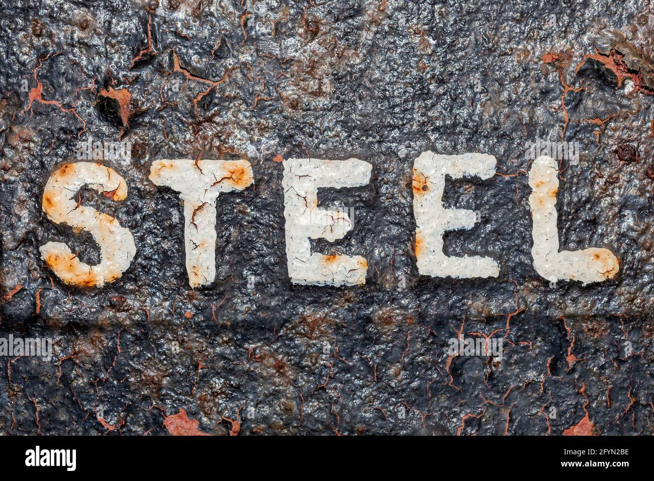 Alte antike Metall Text viktorianischen Stahl Zeichen Hintergrund, Stock Foto Bild Stockfoto