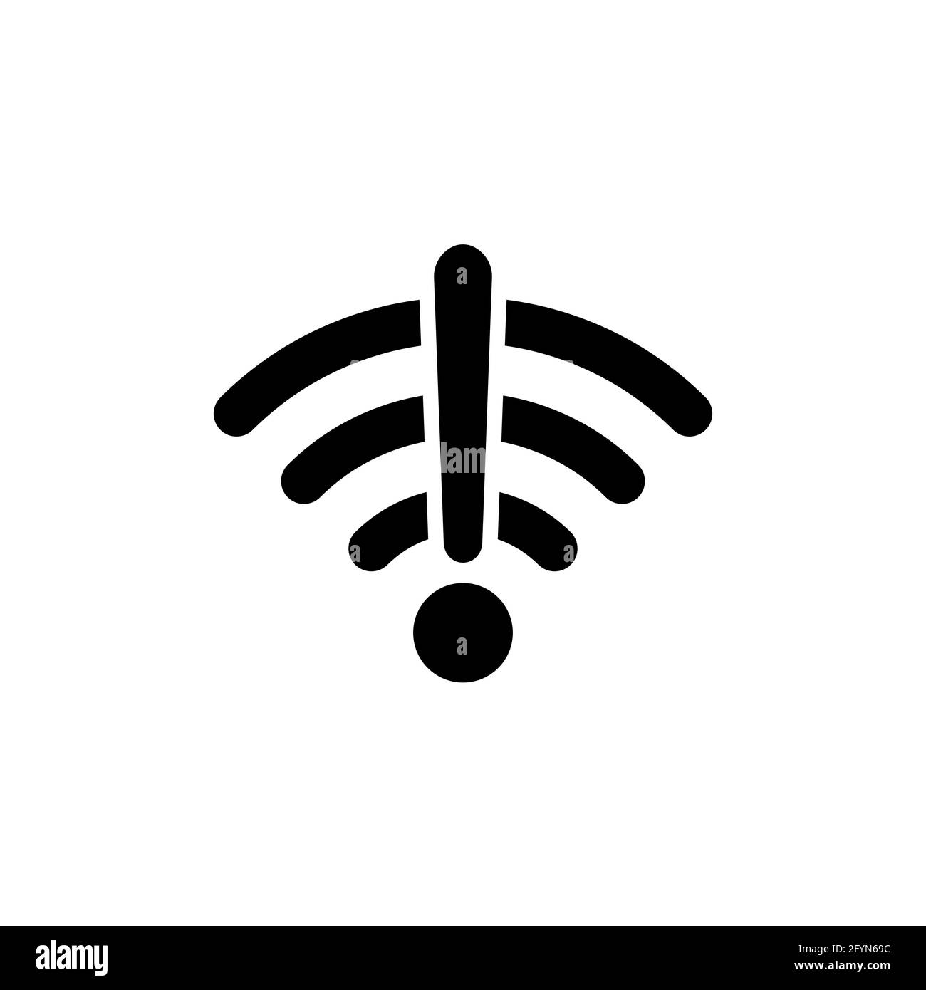 Symbol für Offline-WLAN. Das Piktogramm für das drahtlose Netzwerk wurde getrennt. Kein Signal. Symbol für drahtlose Technologie. Stock Vektor