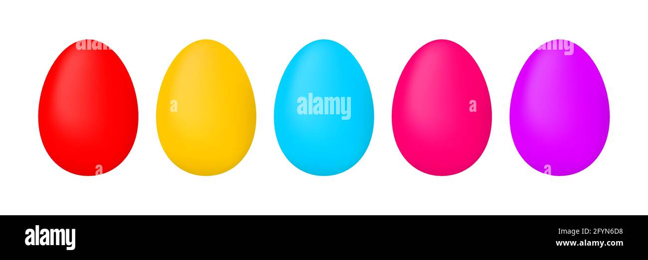 Ostereier große Sammlung. Happy Easter Konzept. Bunte Eier Set. Illustration für den Frühlingsurlaub Stock Vektor