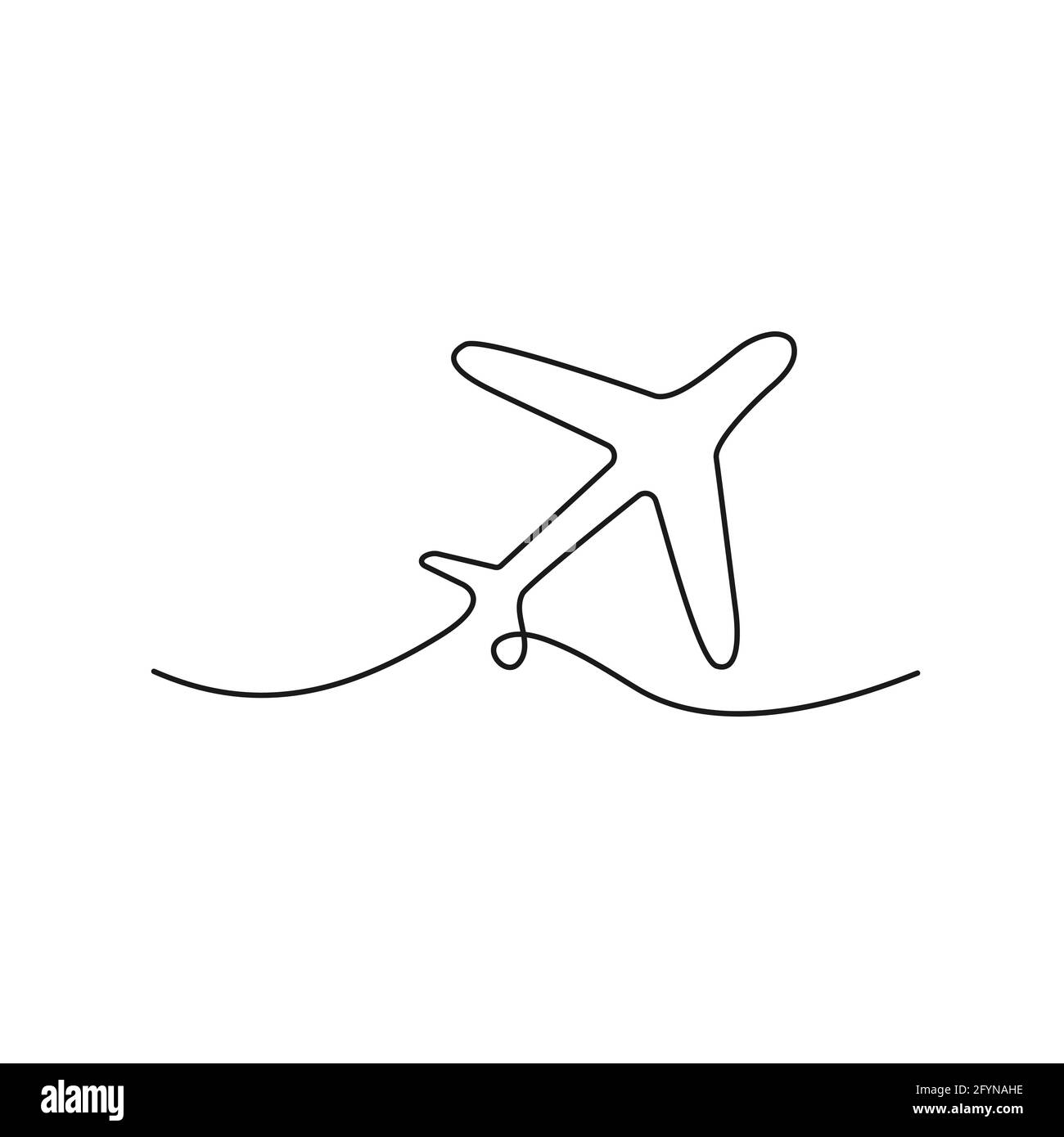 Flugzeug eine Linie Zeichnung. Minimalismus Kunst. Kontinuierlicher Linienflugzeugtransport. Vektordarstellung auf weißem Hintergrund isoliert Stock Vektor