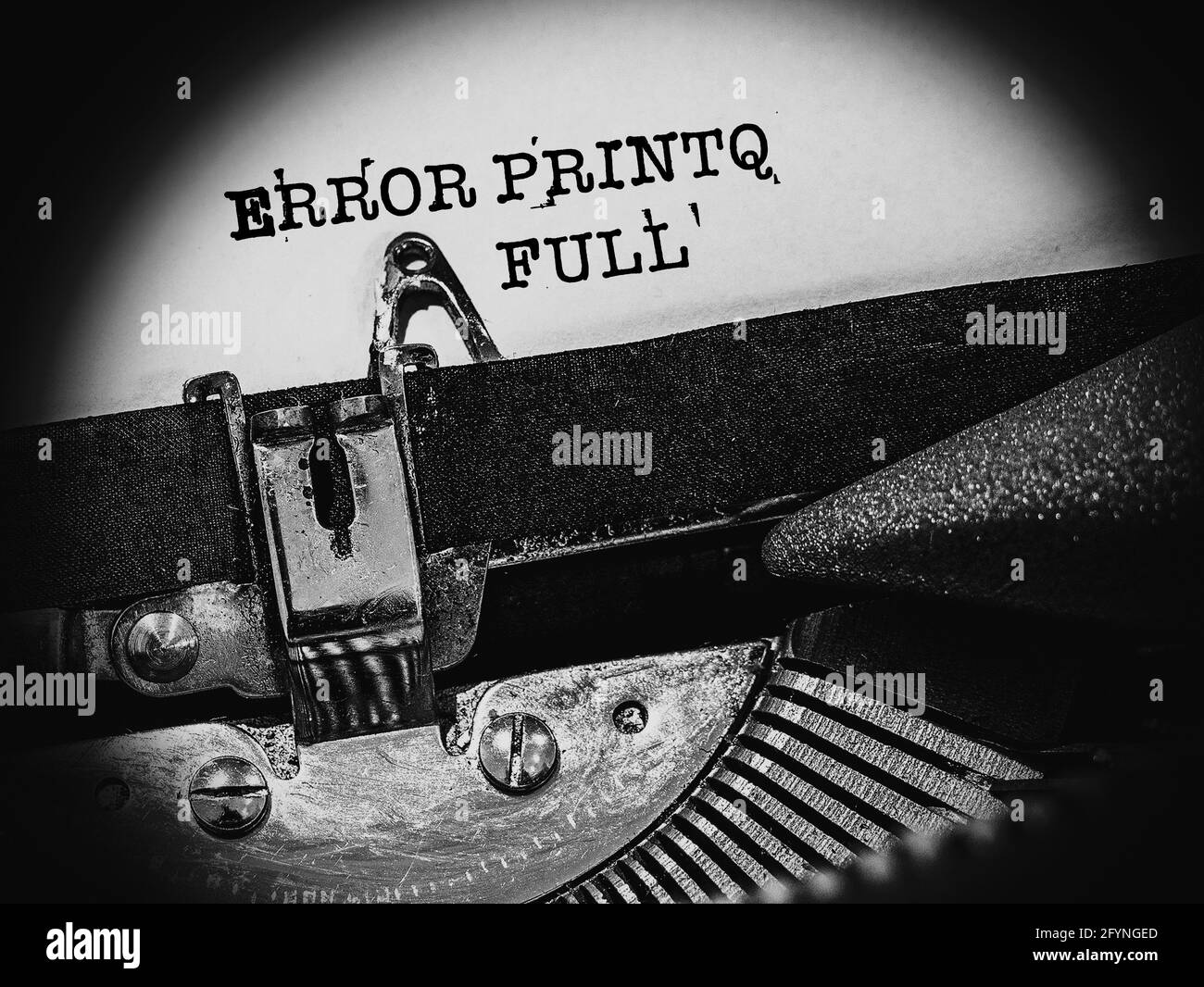 FEHLER PRINTQ VOLL, Retrofuturismus, Vintage-Schreibmaschine Stockfoto