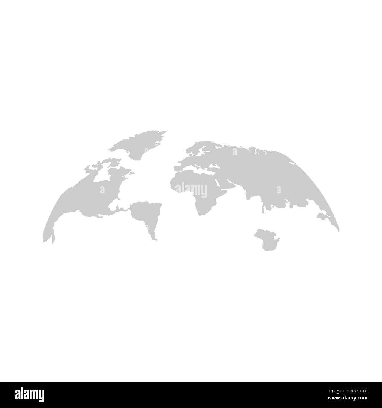 Graue Weltkarte. Erde in Kreisform. Vektordarstellung auf weißem Hintergrund isoliert. Stock Vektor
