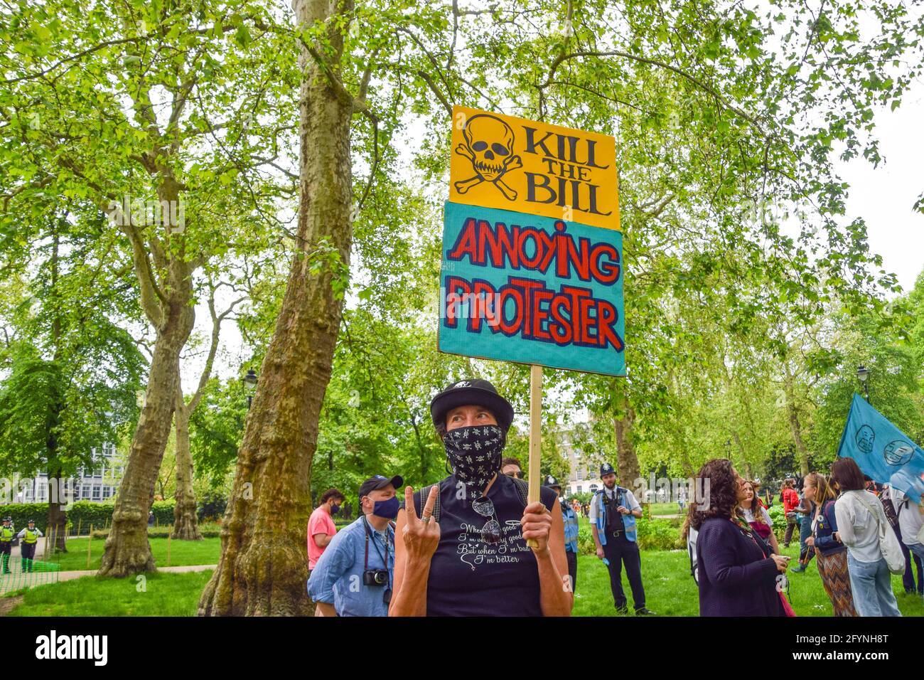 London, Großbritannien. Mai 2021. Tötet den Bill-Protest auf dem Russell Square. Massen marschierten durch das Zentrum Londons, um gegen das Gesetz über Polizei, Verbrechen, Verurteilung und Gerichte zu protestieren. (Kredit: Vuk Valcic / Alamy Live News) Stockfoto