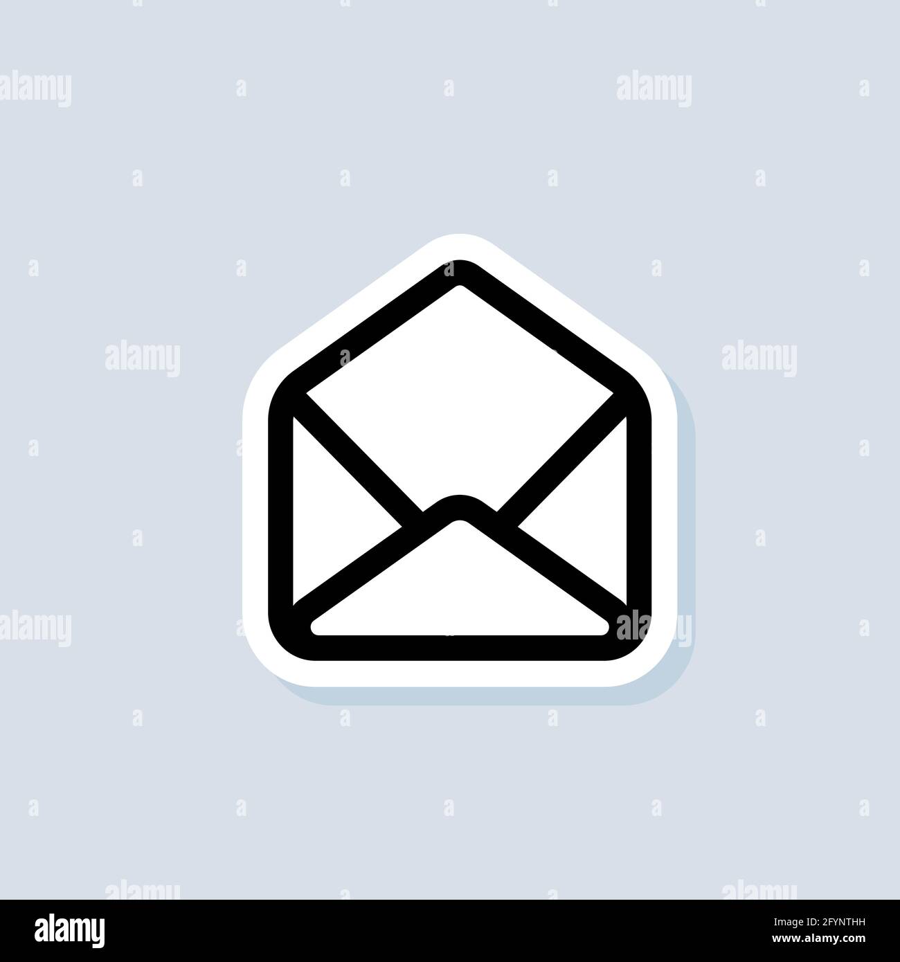 E-Mail-Aufkleber. Öffnen Sie den Umschlag. Newsletter-Logo. E-Mail- und Messaging-Symbole. E-Mail-Marketing-Kampagne. Vektor auf isoliertem Hintergrund. EPS 10. Stock Vektor