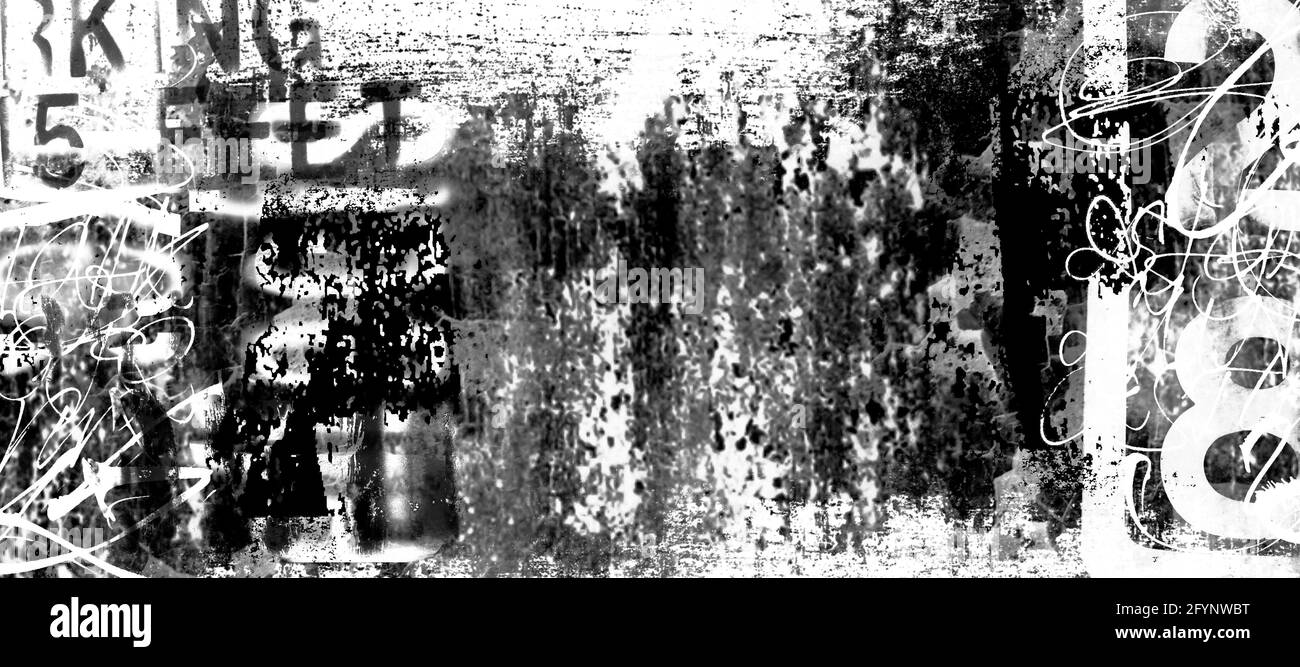 Abstrakt grunge futuristischen Schriftzug Hintergrund. Zeichnung auf alter grungiger Oberfläche. Stockfoto