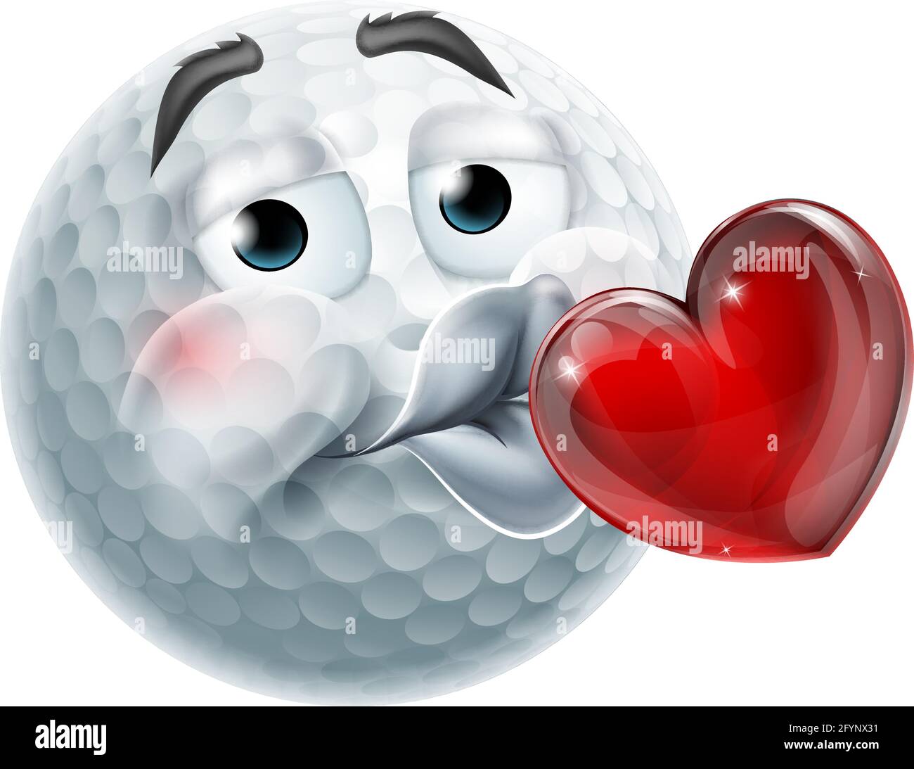 Golf Ball Küssen Herz Emoticon Emoji Symbol Gesicht Stock Vektor