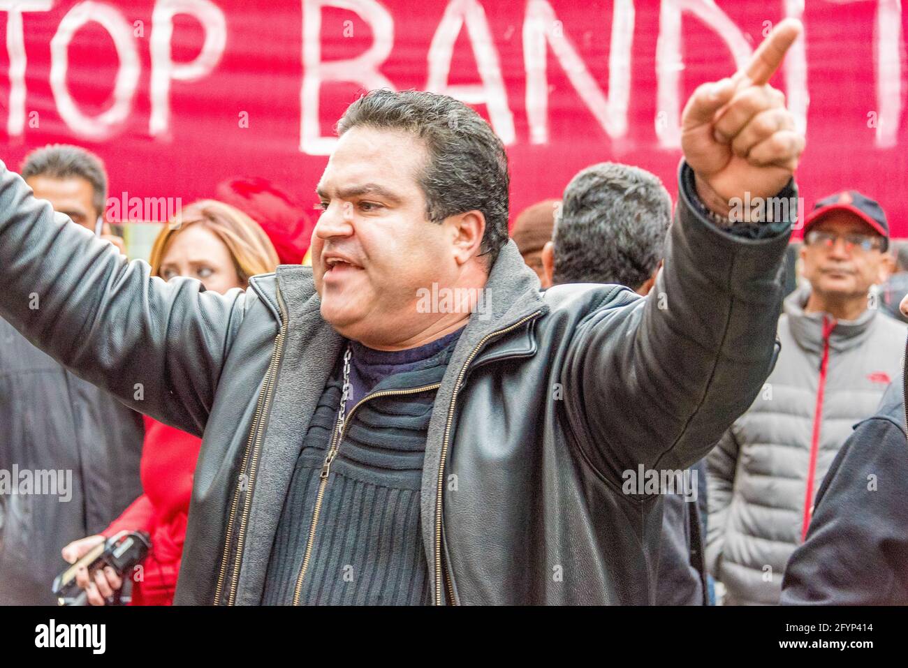 Taxifahrer protestieren gegen Uber X, Toronto, Kanada-Dez. 9, 2015 Stockfoto