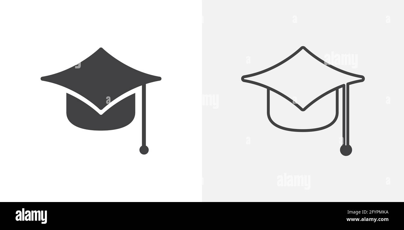Abschluss Hut Cap Linie Kunst Symbol für Bildung Apps und Websites eps 10 Stockfoto