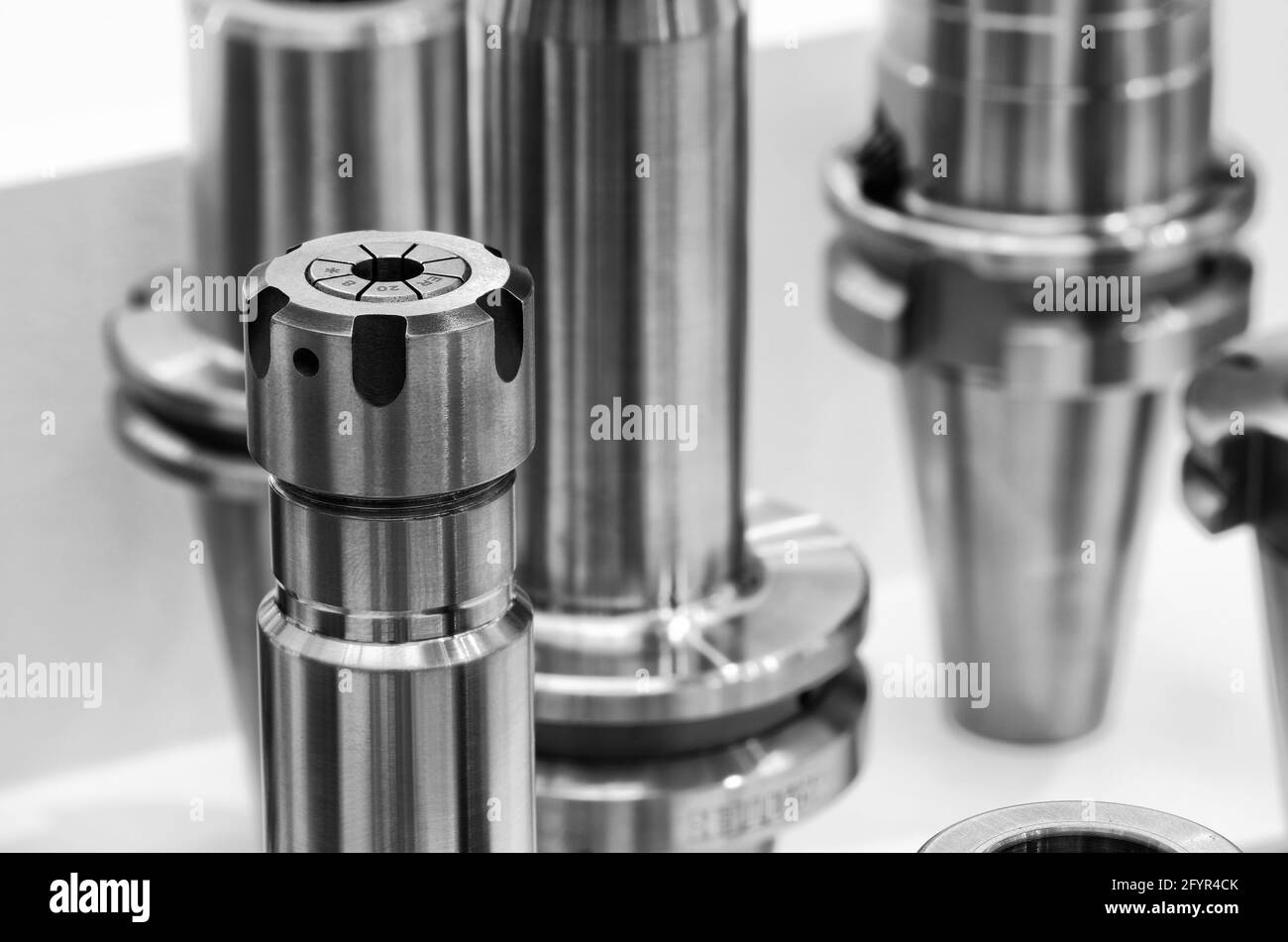 Fräswerkzeuge für CNC-Maschine, dustrial Design Hintergrund, Engineering-Technologie-Konzept Stockfoto