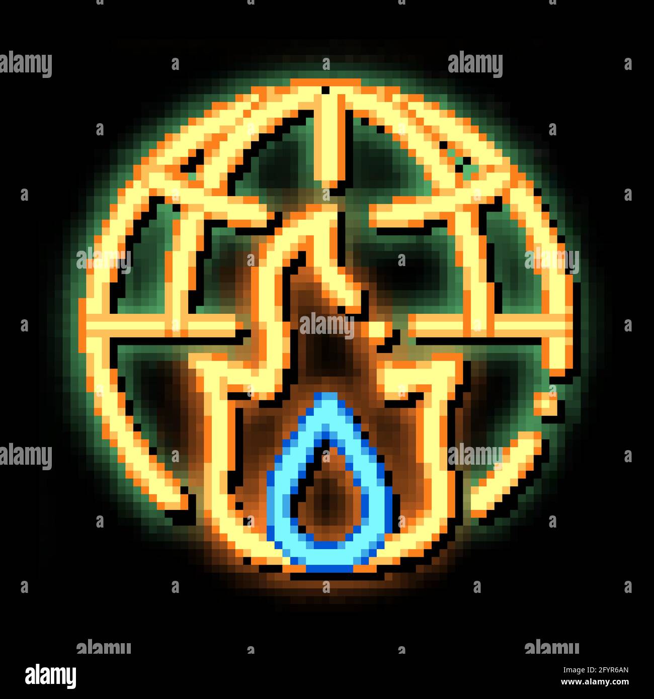 Abbildung des Leuchtsymbols „Wilderness Fire Planet Earth“ mit Neonlicht Stock Vektor