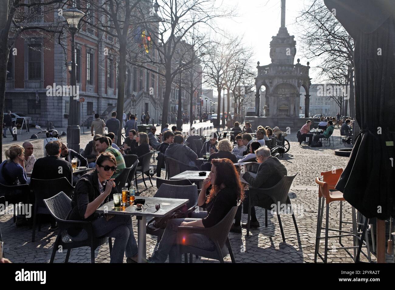 Brasserie Café et Restaurant Place du Marché et le Perron de Liège Belgique Stockfoto