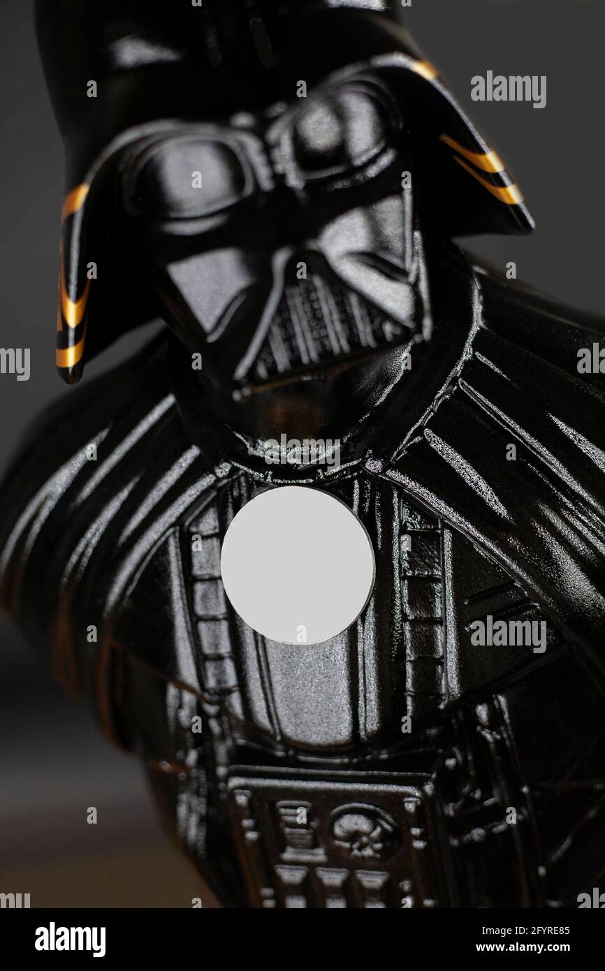 Star Wars Movie Held Darth Vader Schwarze Statue Stockfoto