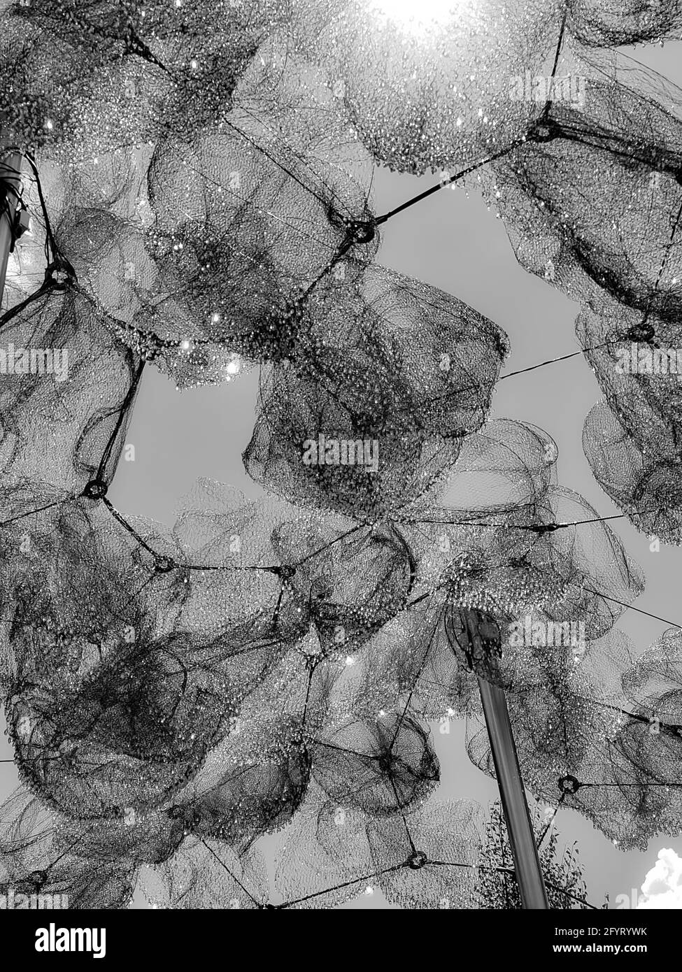 WATTENS, ÖSTERREICH - 26. Jul 2020: Crystal Cloud & Mirror Pool im Garten der Kristallwelten Stockfoto