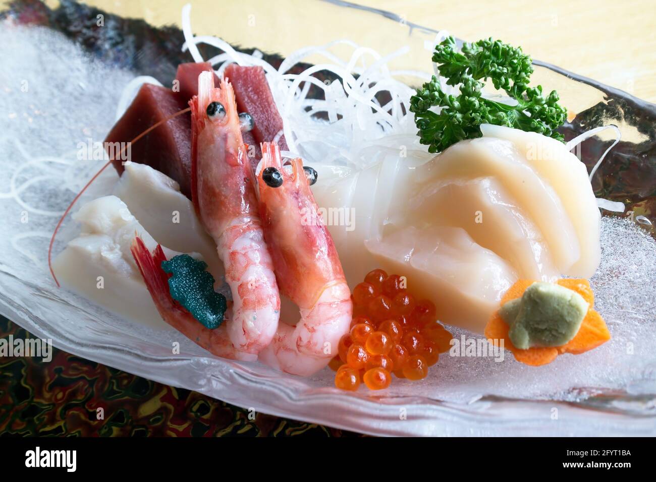 Sashimi: Frische japanische Meeresfrüchte Stockfoto