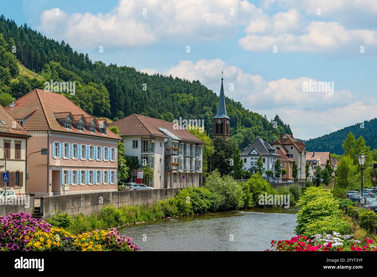 Fluss Kinzig, Wolfach, Schwarzwald, Deutschland Stockfoto