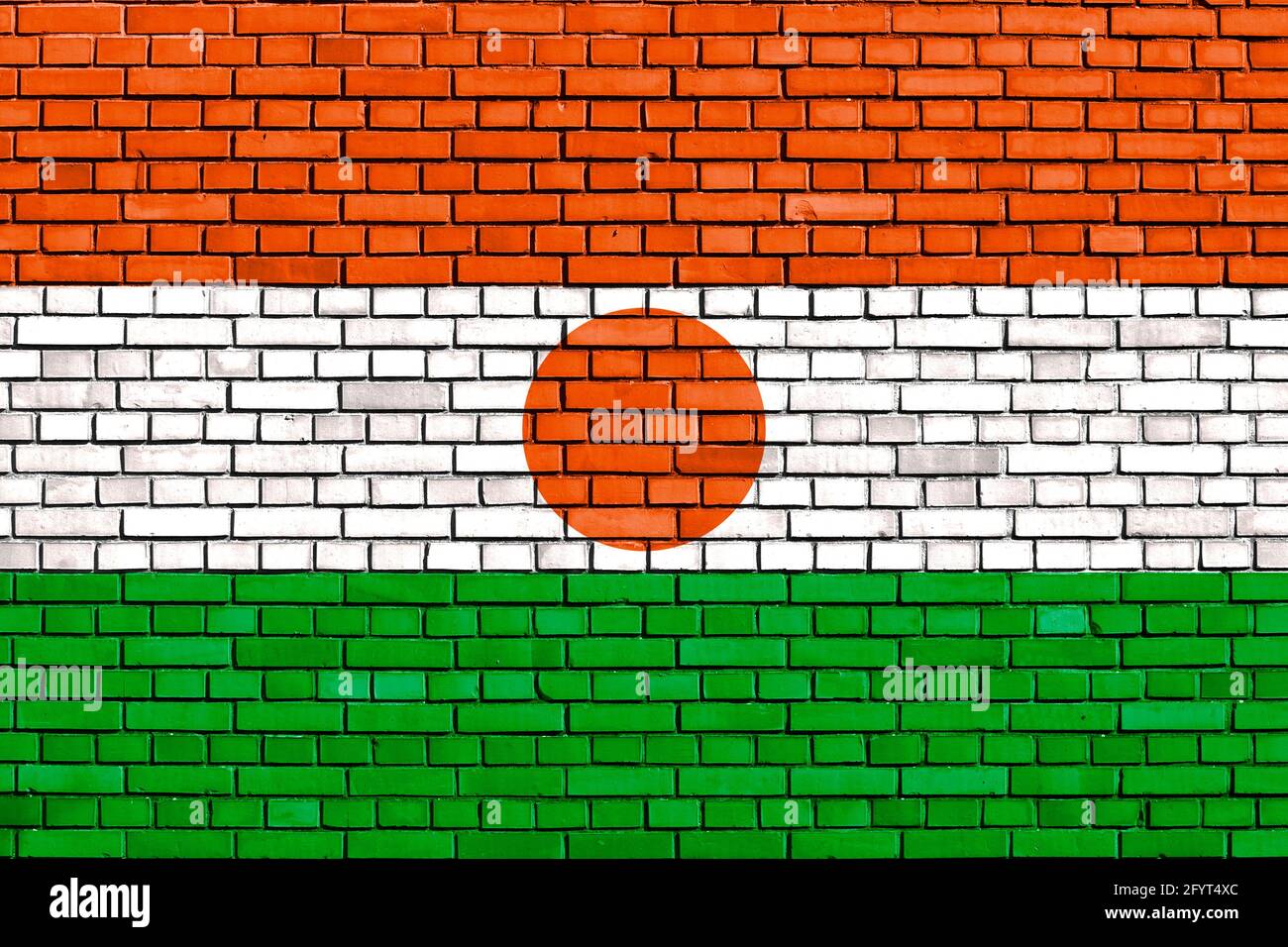 Flagge Nigers auf Mauer gemalt Stockfoto