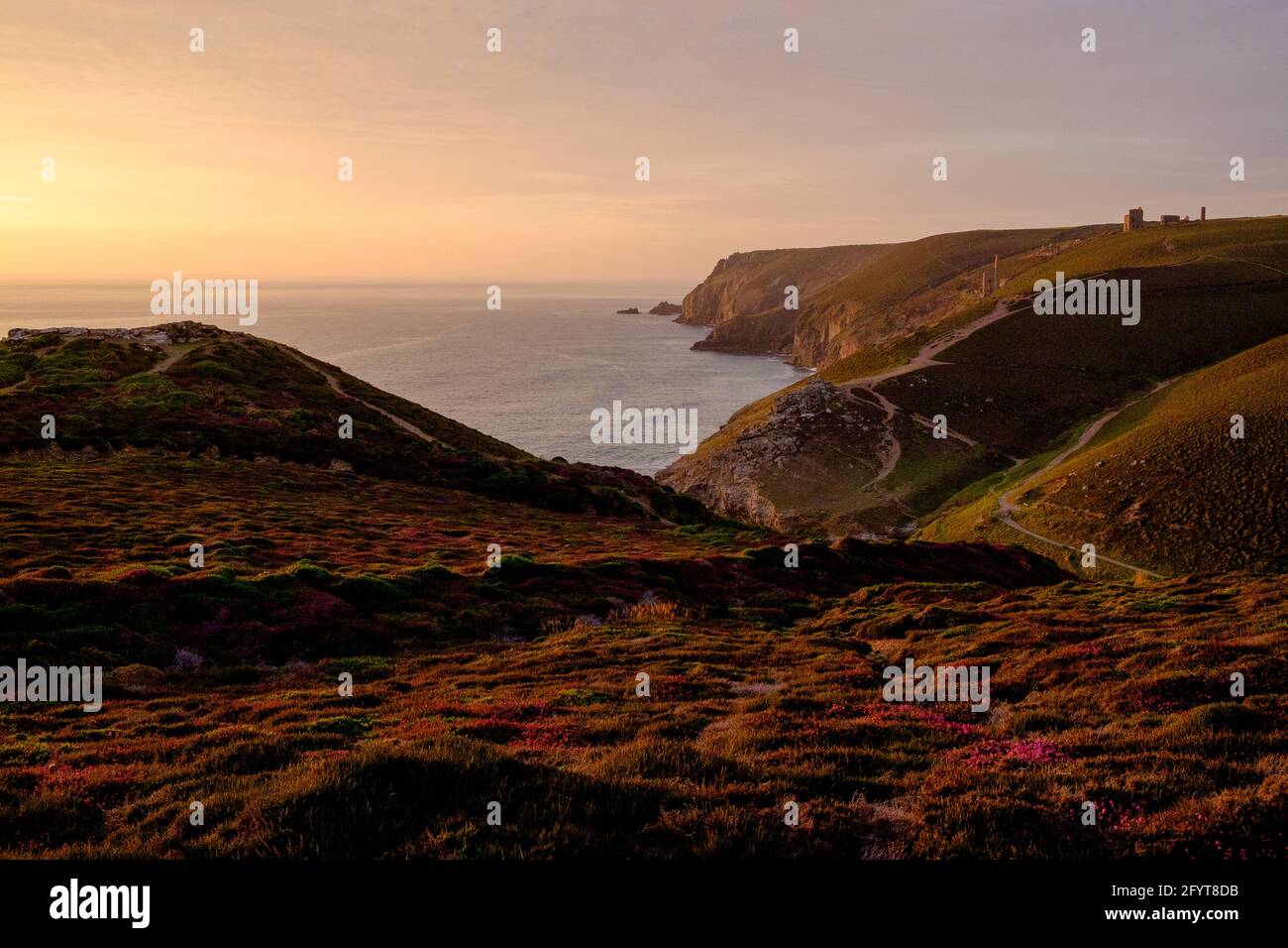 Küstenlandschaft in der Nähe von Chapel Porth, Cornwall, England Stockfoto