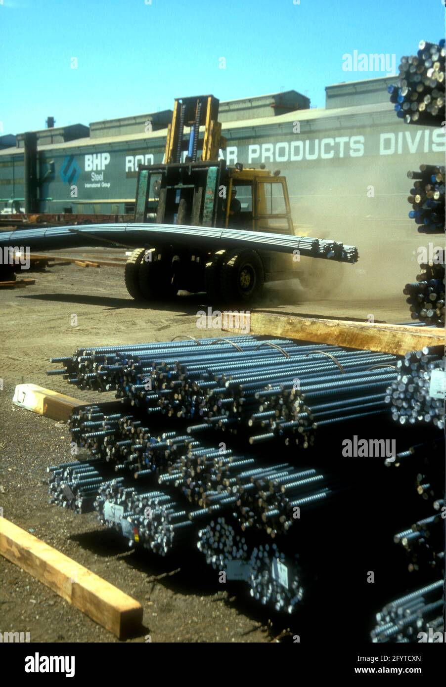 DAS BHP-Stahlwerk in Newcastle, NSW, Australien, wurde 1999 eingestellt Mit Verlust von 25,000 Arbeitsplätzen Stockfoto