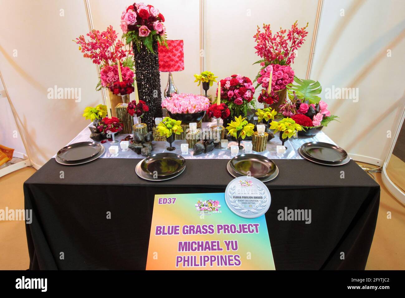Konzeptuelle Gartengestaltung mit natürlichen Blumen und Pflanzen von Michael Yu, Teilnehmer an der FLORIA 2013 in Putrajaya Malay Stockfoto