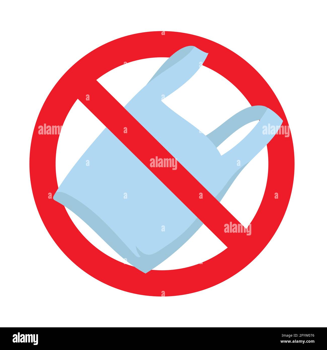 Verbot von Plastikverpackungen, Verpackungen, Polyethylen und Beutel. Vektor-verbotenes Polyethylen der Tasche, Illustraton Symbol verbotene Plastikfolie, Stock Vektor