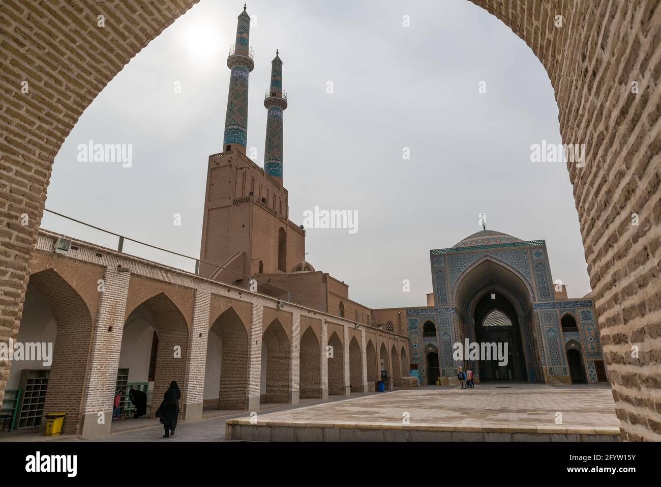 Der Innenhof der Jameh-Moschee in Yazd, Provinz Yazd, Iran. Stockfoto
