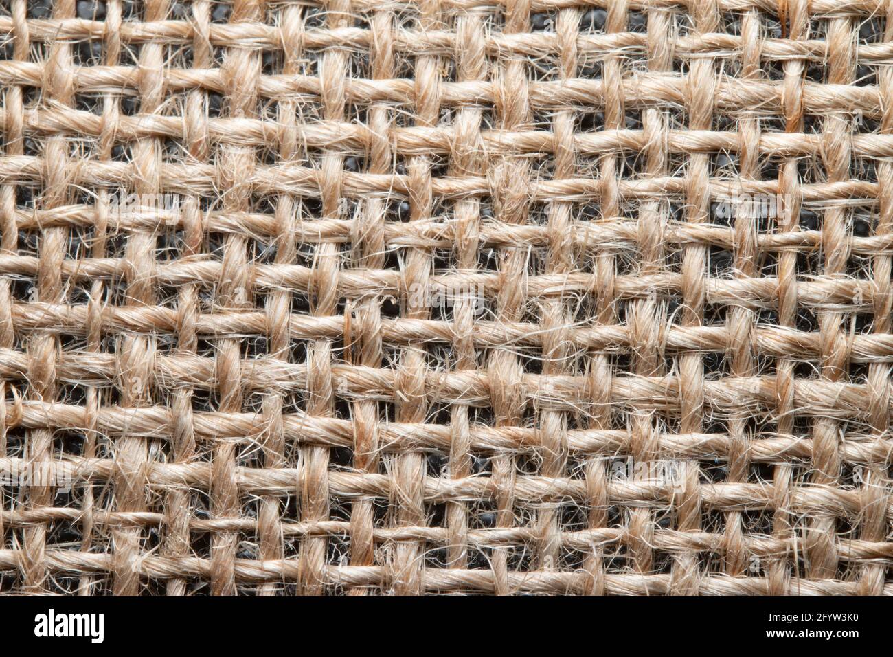 Beige Stoff Nahaufnahme, Hanf, Jute Hintergrundmaterial Stockfoto